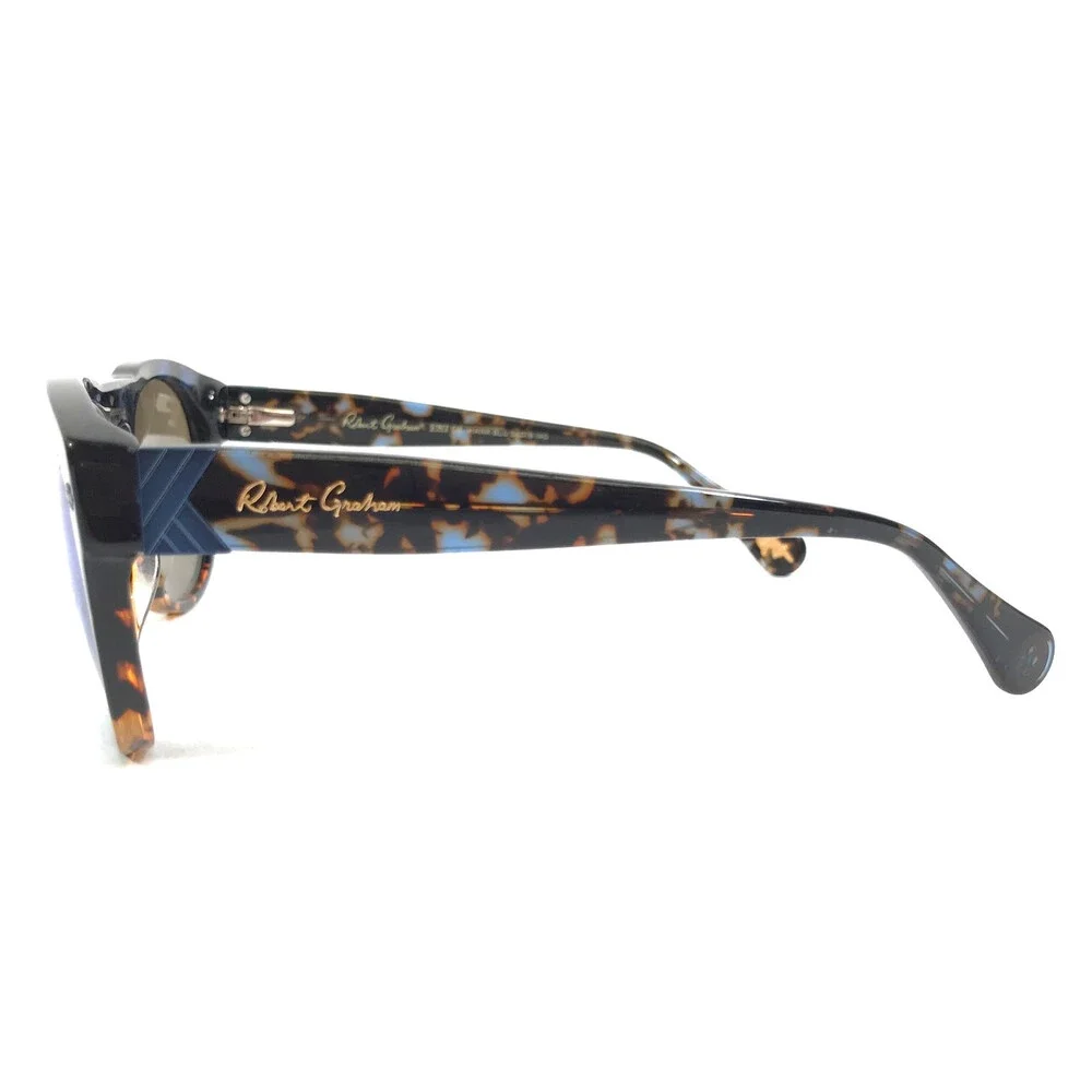 Robert Graham Sunglasses HANK BLU Blue Brown Square Frames w/ Blue Mirror Lenses